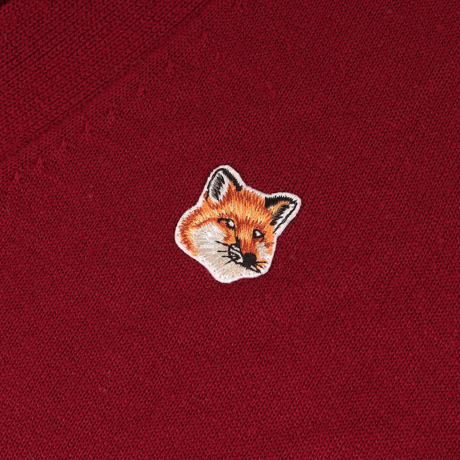 【大人気】メゾンキツネ★ウールカーディガン マスタード S ワンポイント MAISON KITSUNE｜Maison Kitsune/(W)BOLD FOX HEAD PATCH