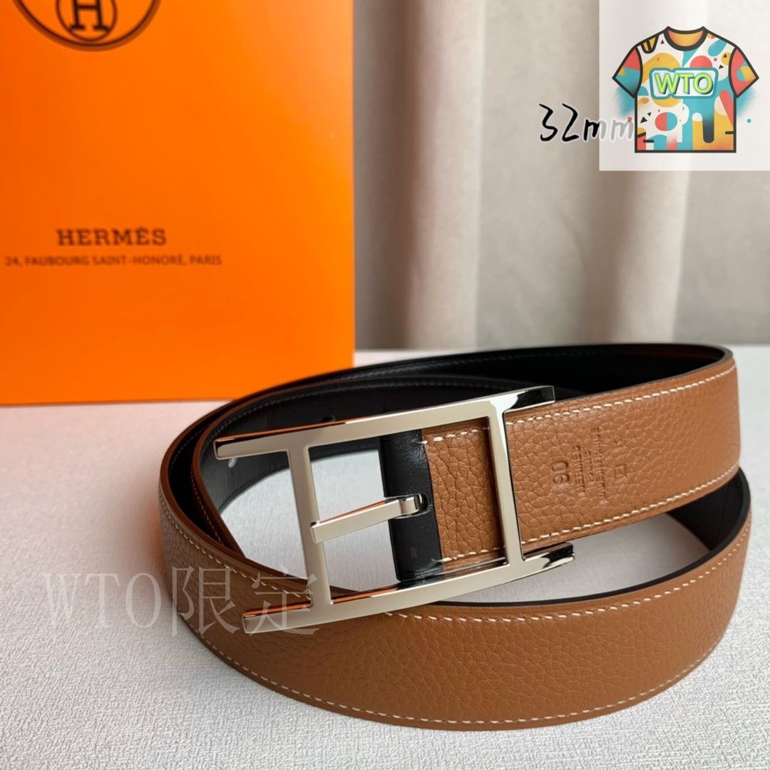 ⭐️美品⭐️ エルメス レザー ベルト 75 ベージュ グレー 新色登場！イタリアンシュリンクレザーベルト レディース