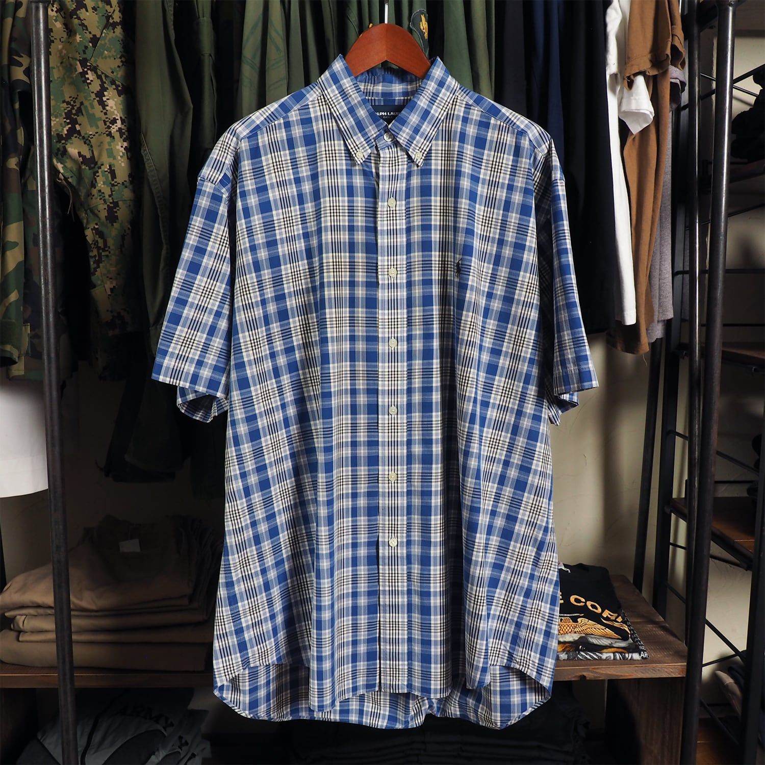 90s Ralph Lauren ラルフローレン シャツチェック 半袖シャツ L ビンテージ ボタンダウン