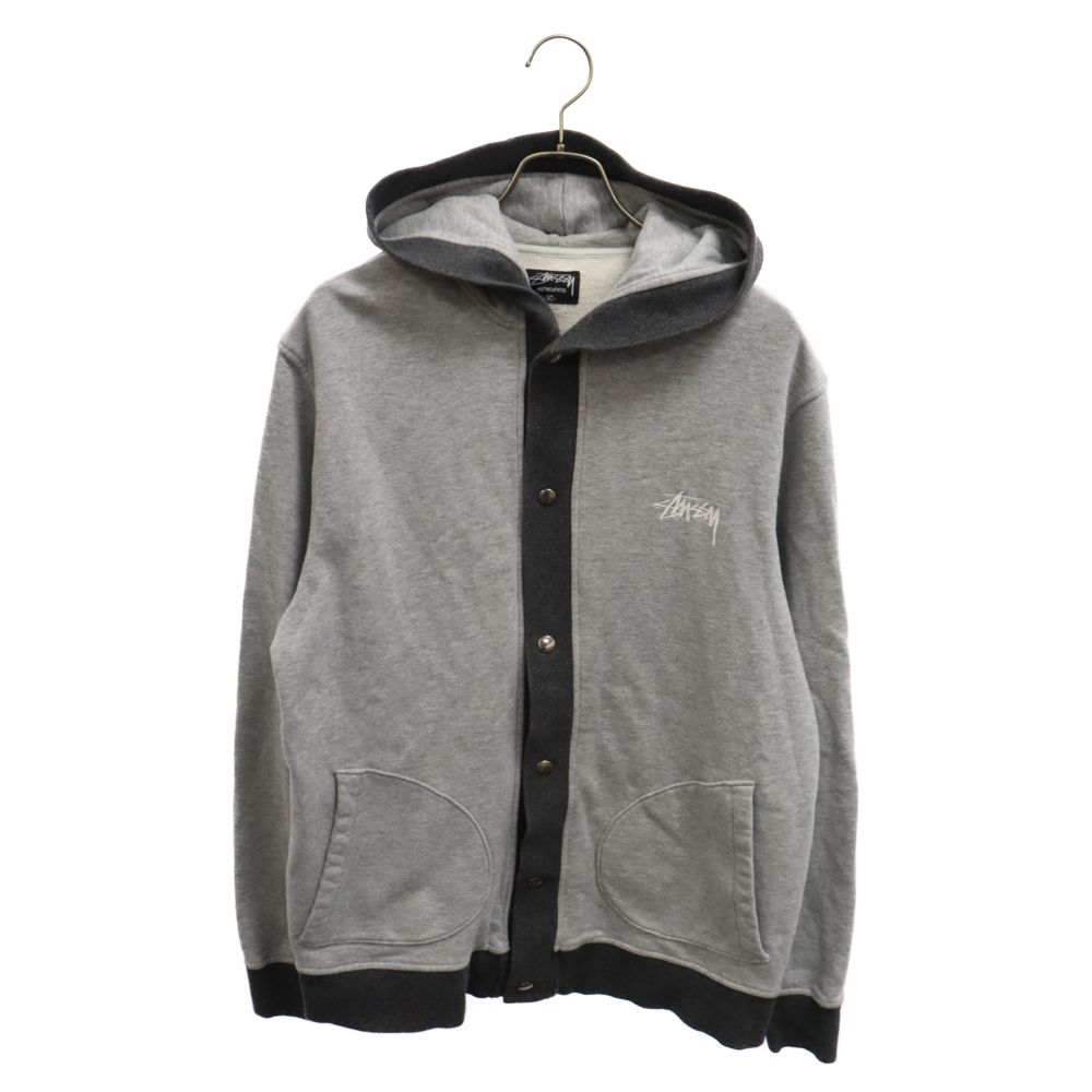 STUSSY (ステューシー) 胸ロゴ刺繍ボタンスウェットパーカー フレー