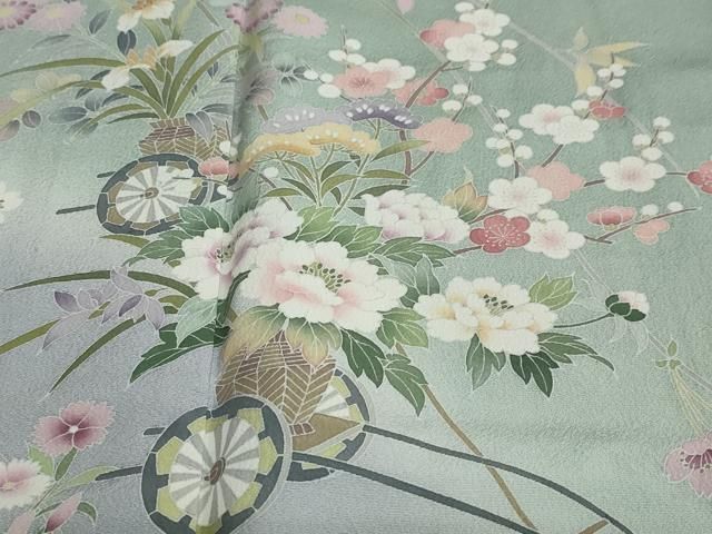 平和屋着物●訪問着　友禅　作家物　花車文　暈し染め　正絹　逸品　DAAY5064ud 平和屋着物○訪問着 友禅 作家物 花車文 暈し染め 正絹 逸品