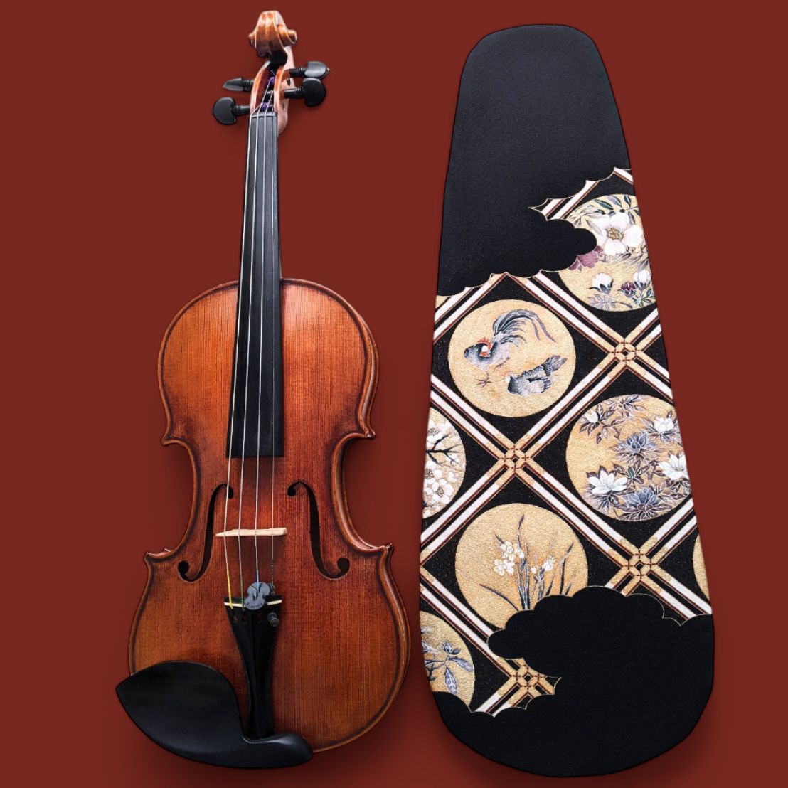 天井画 /silk violin blanket/ シェル型 バイオリン ケース
