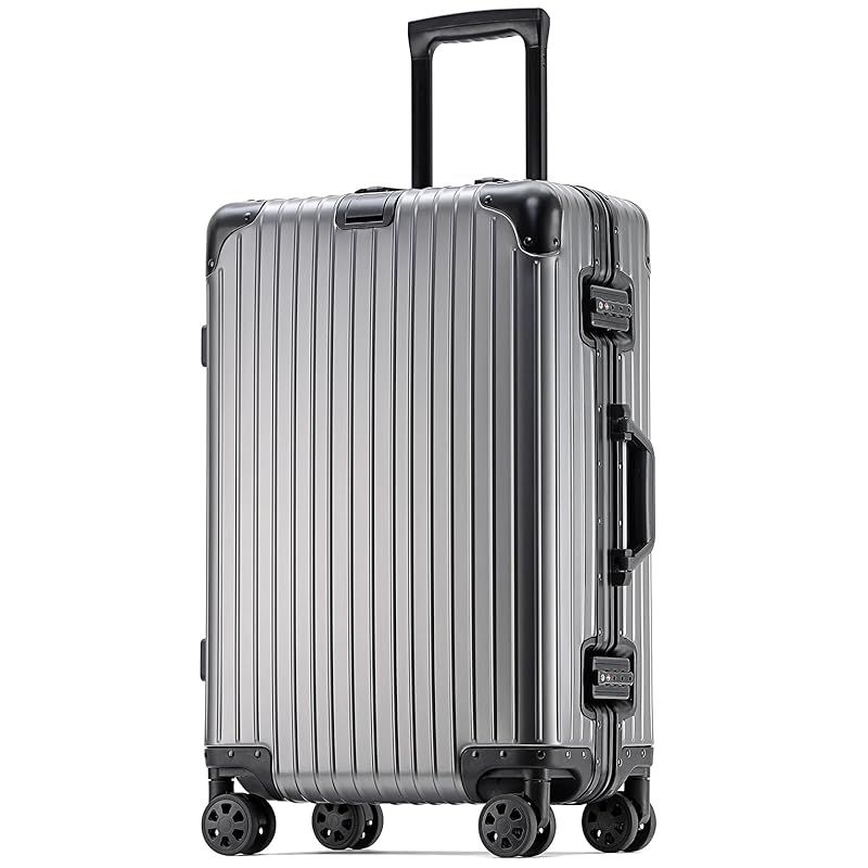 ラスト1点lanbaoスーツケースアルミTSAロックSサイズ45Lシルバー