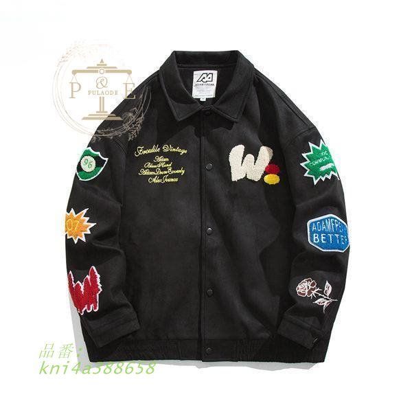 スタジャン メンズ 野球服 ブラック 黒 べスボールジャケット 通勤 カジュアルジャケット 野球ジャケット かっこいい おしゃれ 通学 春秋 kni4a388658