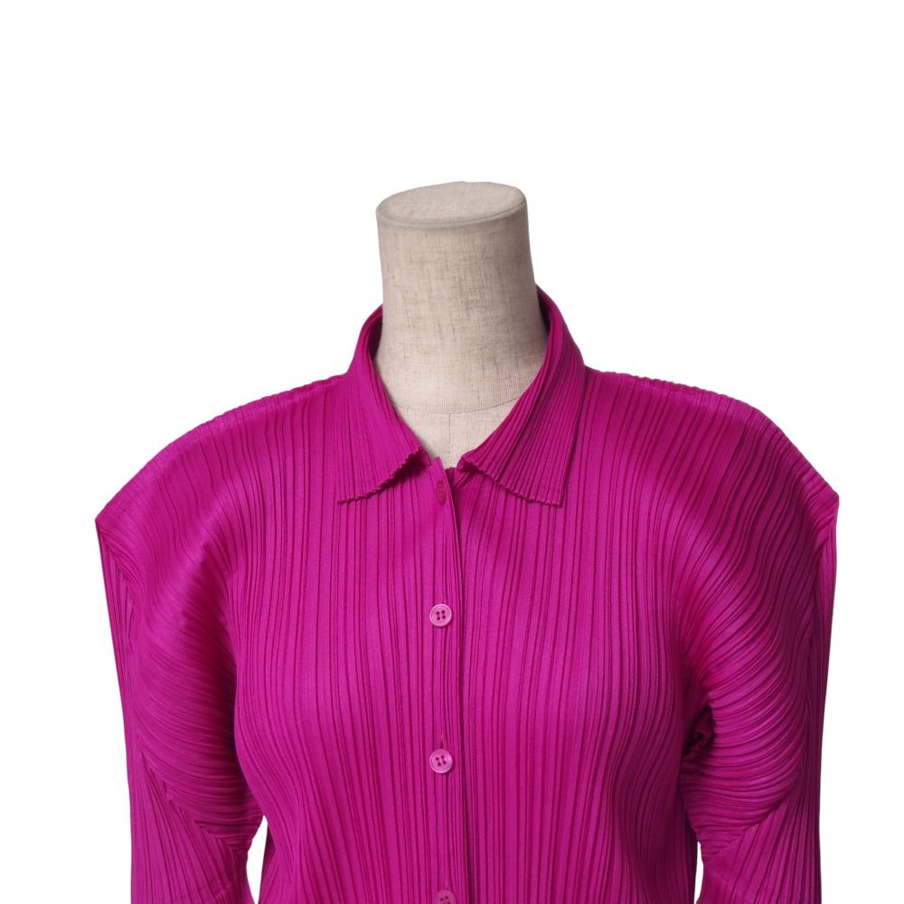 PLEATS PLEASE ISSEY MIYAKE◆半袖シャツ/3/ポリエステル/ORN/PP63-JJ202 美品 PLEATS PLEASE ISSEY MIYAKE プリーツプリーズ イッセイ