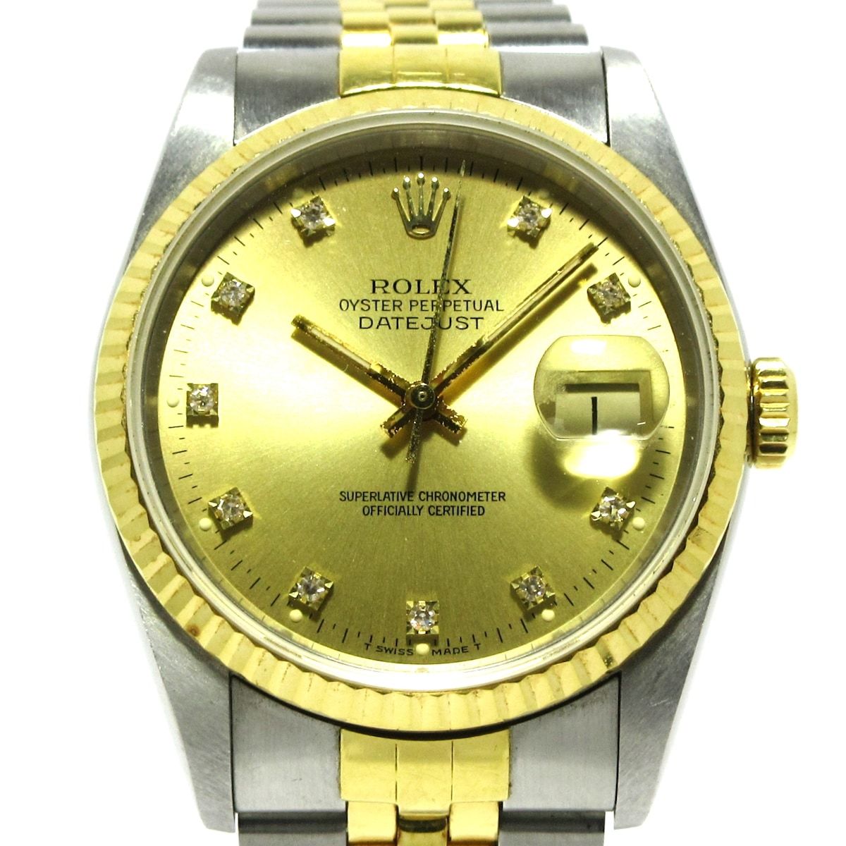 ROLEX(ロレックス) 腕時計 デイトジャスト 16233G メンズ SS×K18YG/10P旧型ダイヤ/19コマ+余りコマ2 ゴールド