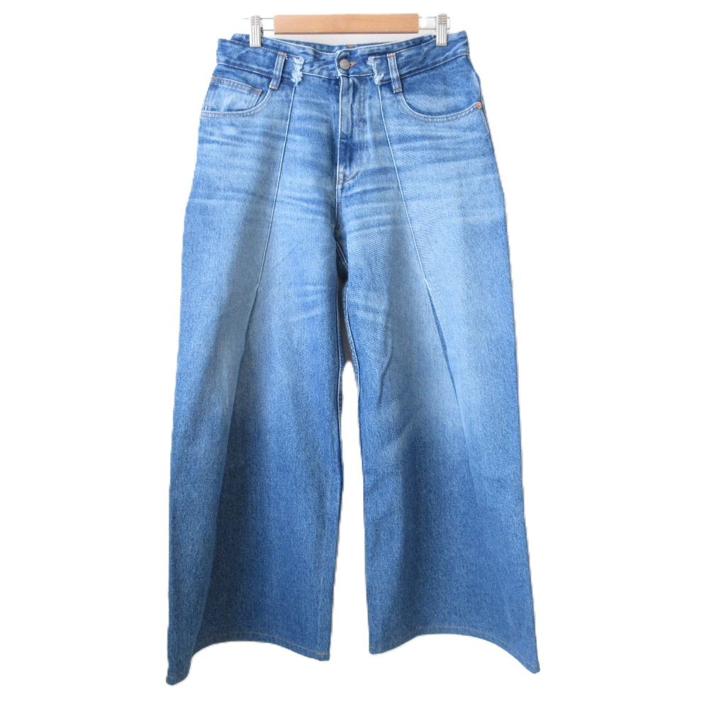 21SS MM6 Maison Margiela エムエムシックス メゾンマルジェラ ピンタック フ デニムパンツ ジーンズ 40 インディゴ レディース 古着