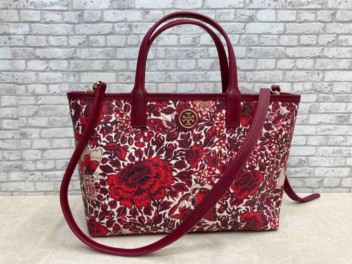 TORY BURCH トリーバーチ 2WAY ハンドルバッグ ショルダーバッグ FLORAL SHOULDER BAG PVC RED 32149513 レッド 花柄 バッグインバッグ