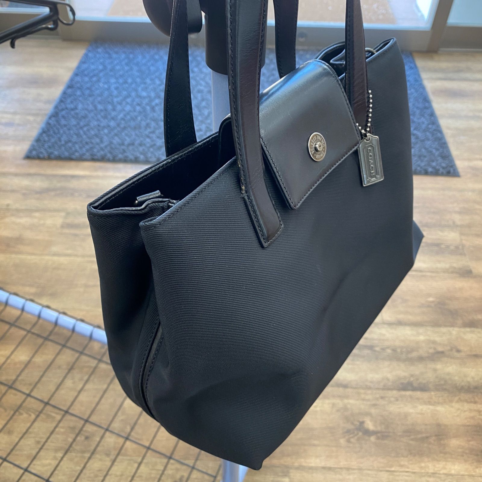 COACH コーチ ブラック 黒 キャンバス レザー 7400 トートバッグ 