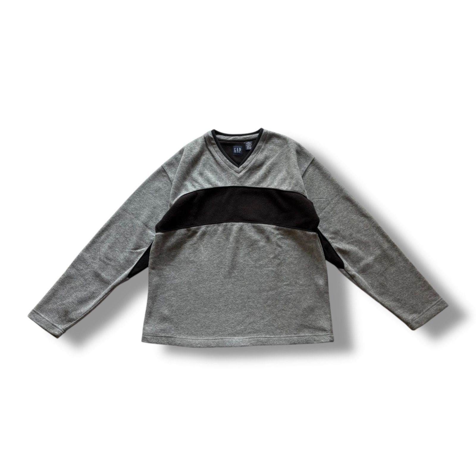 90-00s GAP V-Neck Design Fleece Shirt ギャップ Vネックデザイン 