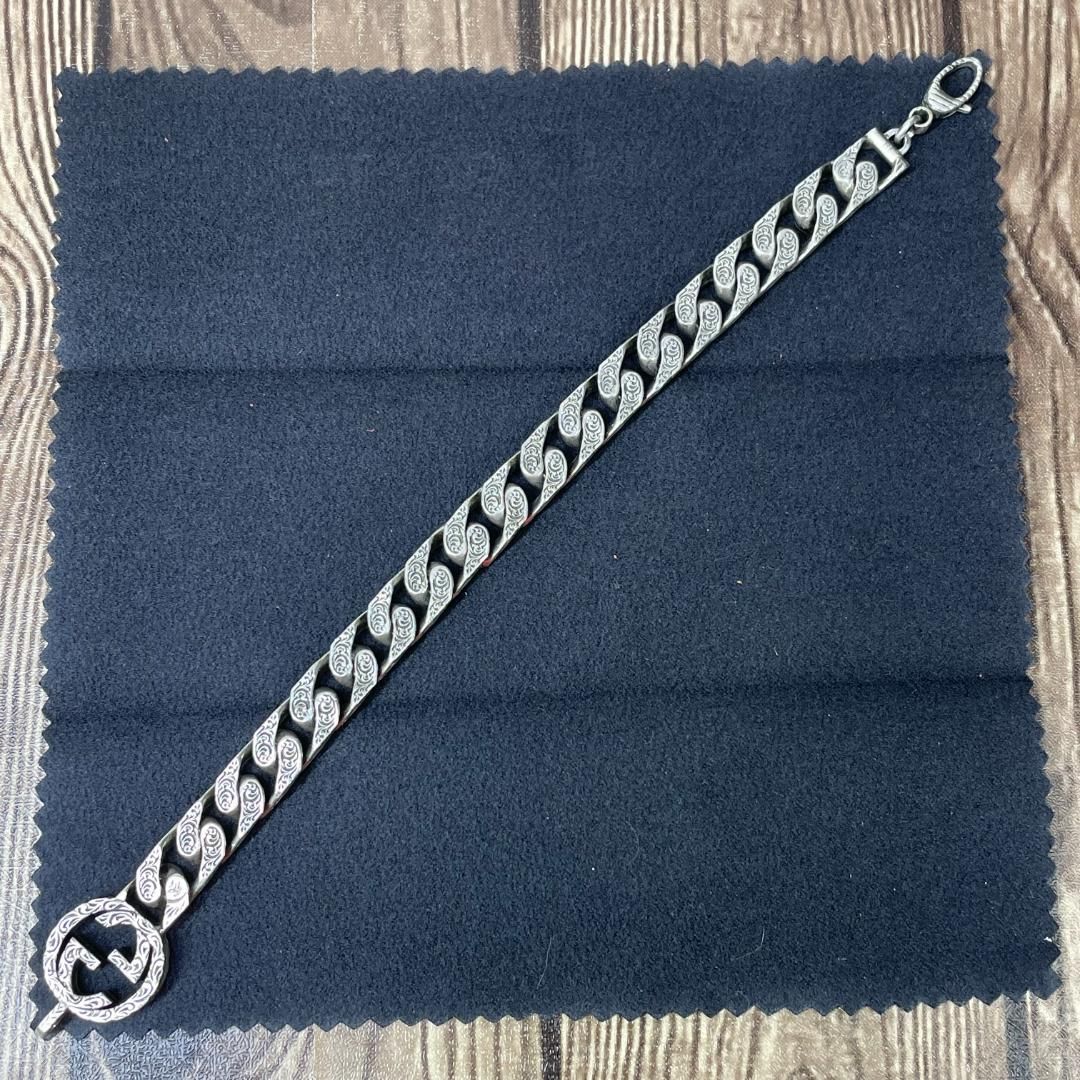 GUCCI / グッチ インターロッキングG アラベスク彫 ブレスレット
