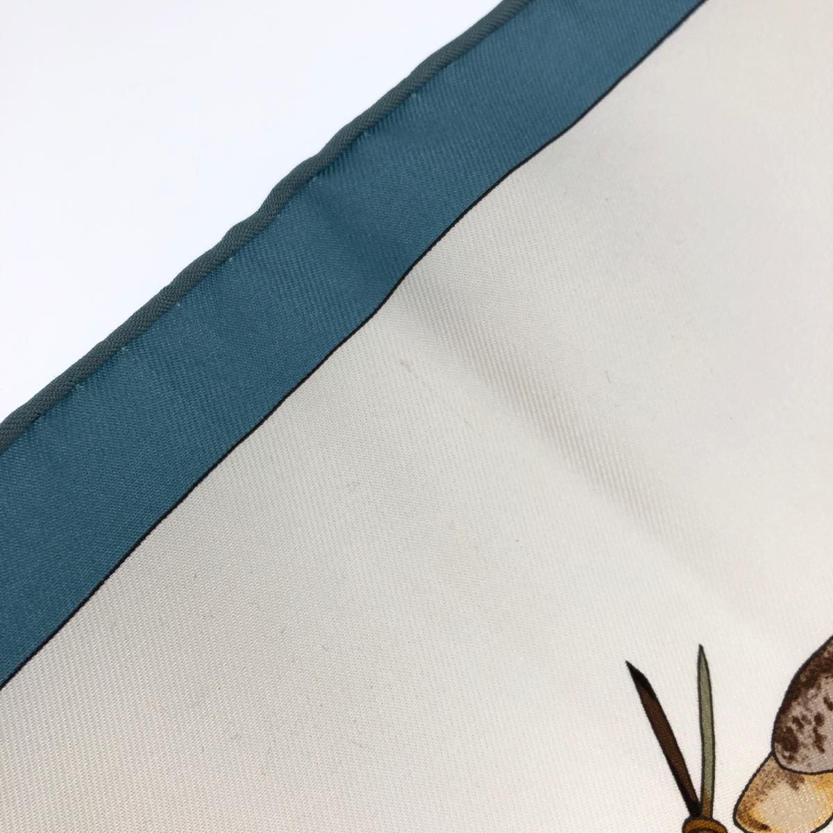 良好 HERMES エルメス カレ90 スカーフ ホワイト/ブルー Pythagore