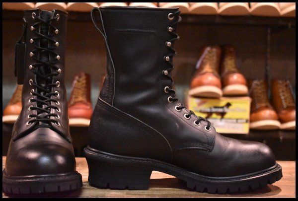 9D 美品 羽タグ】レッドウィング 8198 ナイフポケット付き ロガー 黒 