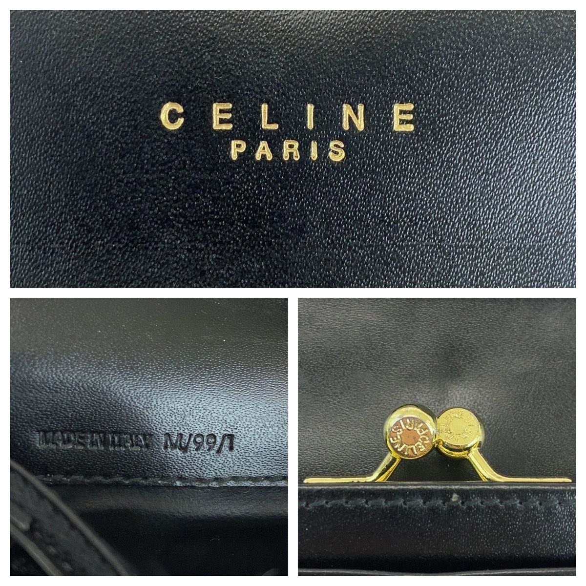 【CELINE】ロングウォレット ブラック ゴールド金具 美品 CELINE セリーヌ マカダム ブラウン ブラック 黒 ゴールド