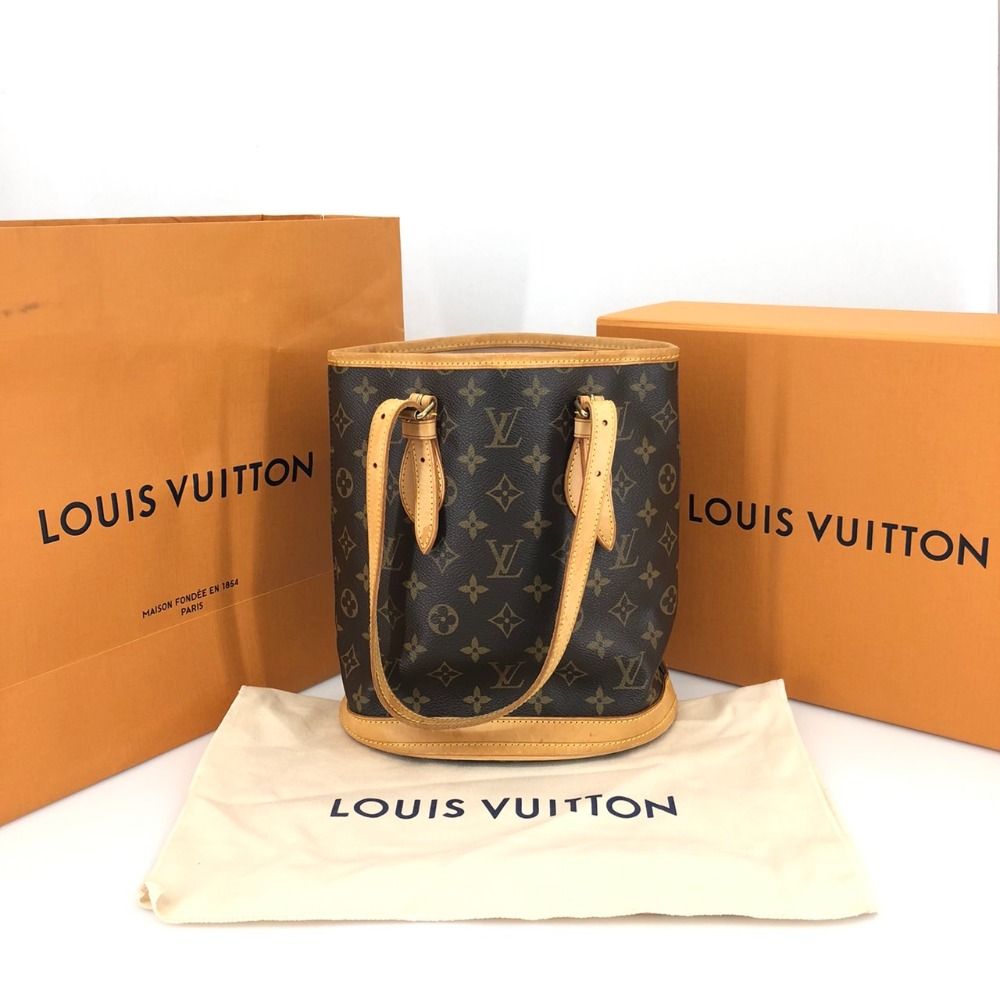 05w00865 ルイ・ヴィトン LOUIS VUITTON モノグラム プチバケットPM 茶/ブラウン フランス製 レディース バッグ レザー  M42238 バケツ型 【中古品】 - メルカリ