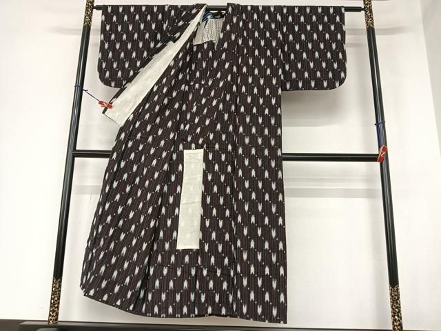 平和屋着物○久留米絣 単衣 矢羽根間道 綿 逸品 AAAZ7322zg