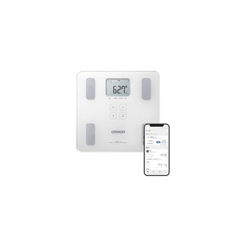 オムロン 体重 体組成計 HBF-230T-SW スマホ連動 体脂肪率 BMI 骨格筋率 OMRON connect対応 自動認識 シャイニーホワイト 1