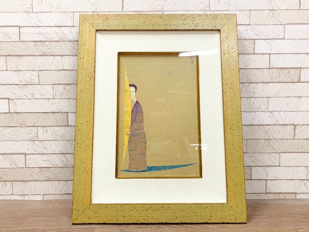 ブレイヴァ 三日月 油彩 油絵 絵画 美術品 アート インテリア 額縁 額付絵画 額寸66.5×52.5 他111