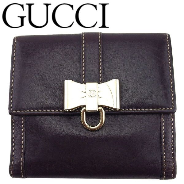 グッチ GUCCI 二つ折り財布 リボン インターロッキングG