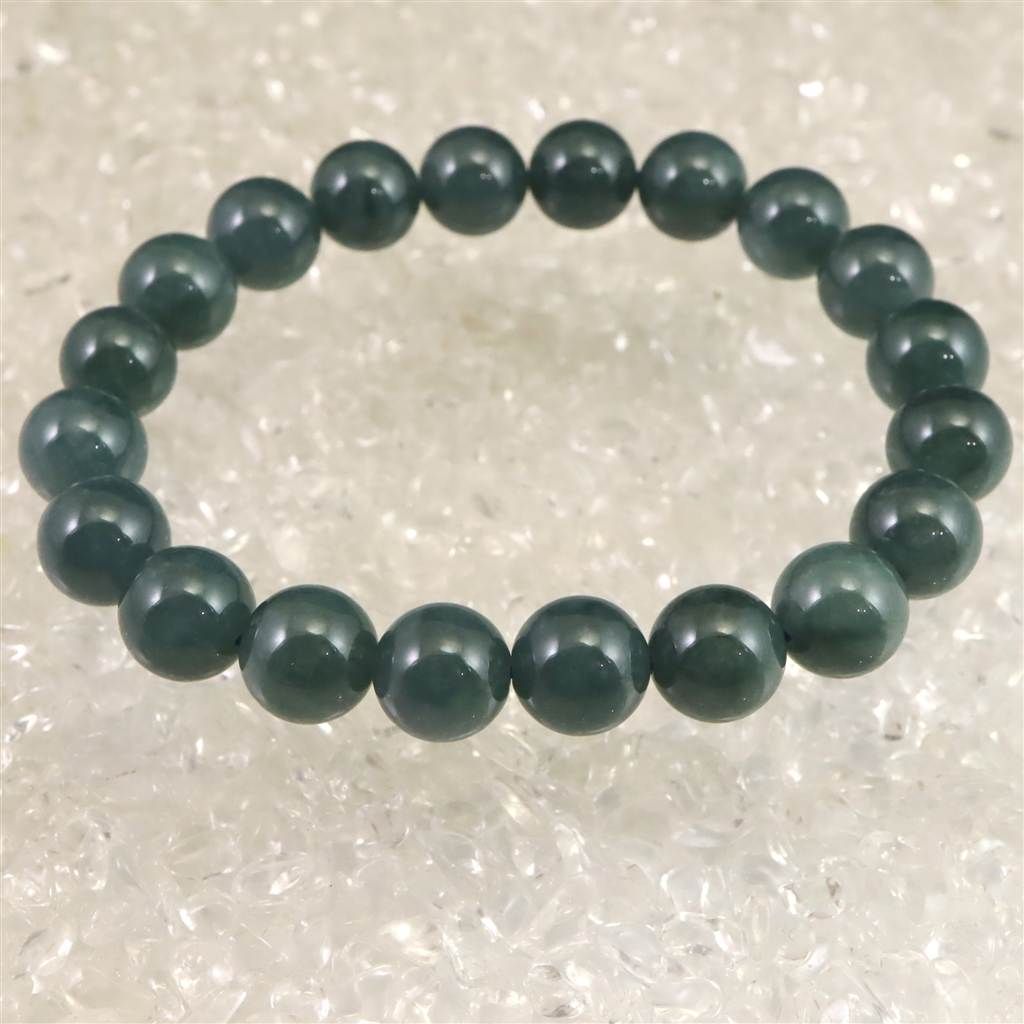 ミャンマー産 青緑 翡翠 ヒスイ AAAA 10mm玉ブレスレット 33.8g 【榎本