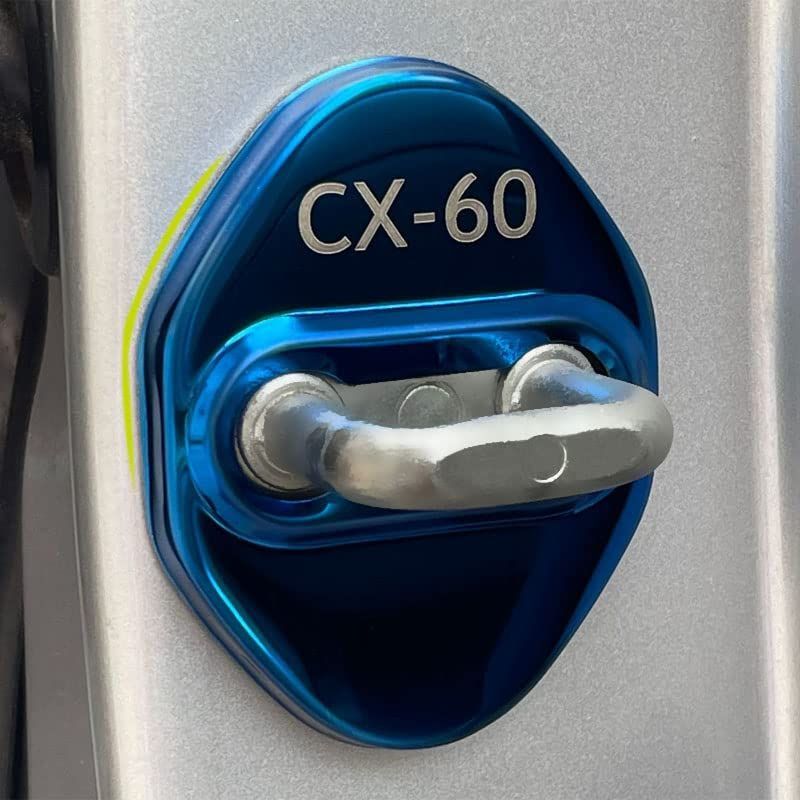 ブルー MEKOMEKOマツダ 新型 CX-60 ストライカー カバー ドアロック カバー メッキ アクセサリー 内装 パーツ ステンレス 4PCS 取り付け簡単ブルーCX60-MSGL4