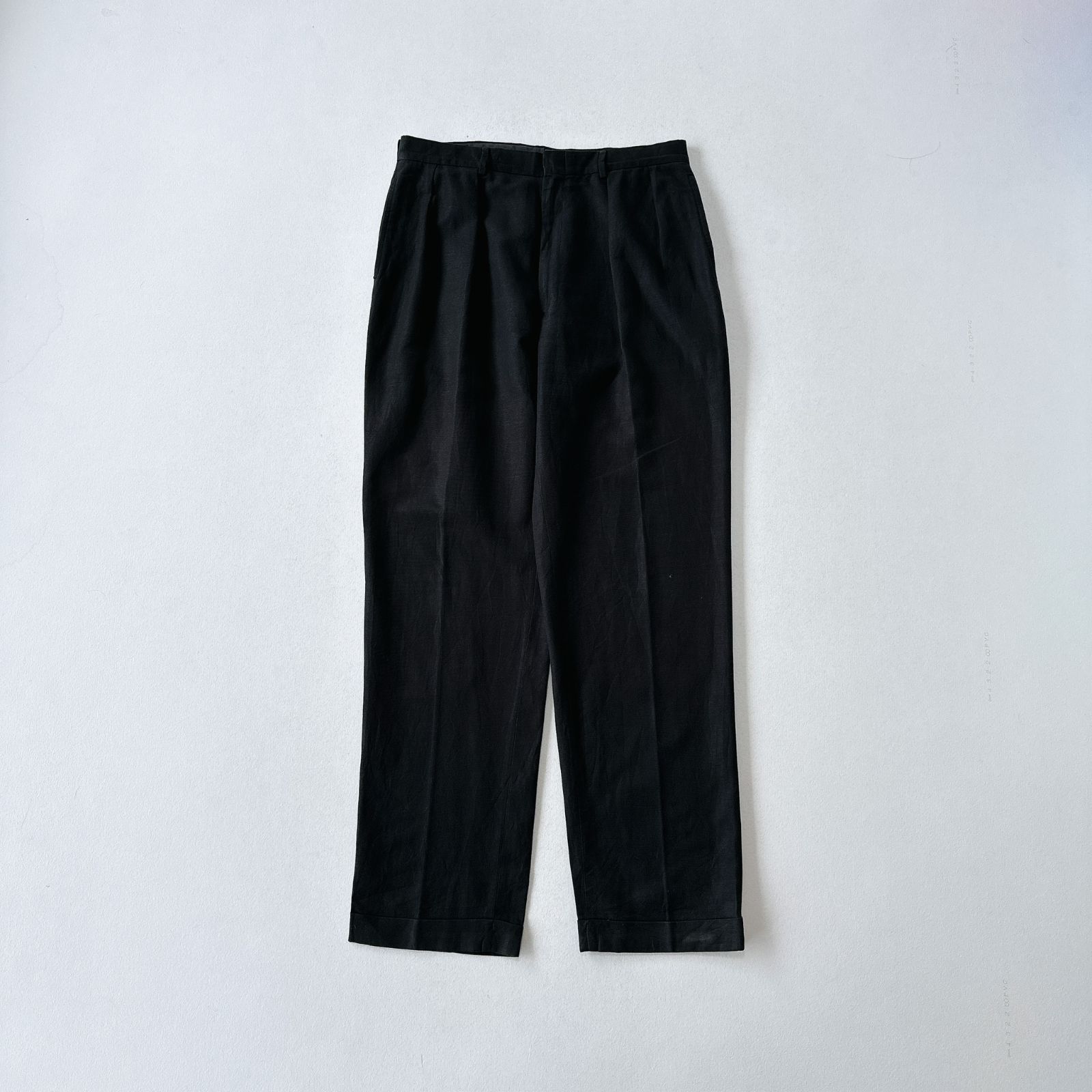 90s ラルフローレン ブラック ツータック リネンパンツ Polo by Ralph