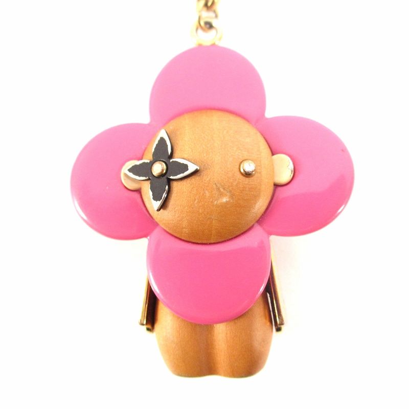 ルイヴィトン LOUIS VUITTON ポルトクレ ヴィヴィエンヌ キーホルダー キーリング チャーム M67298 ピンク ブラウン