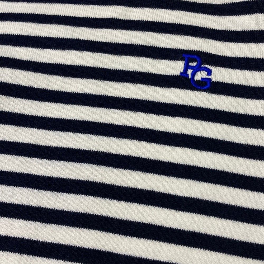 現行モデル　パーリーゲイツ　ニット　セーター　ハイネック　ボーダー　白　紺　4 PEARLY GATES パーリーゲイツ タートルネック ニットセーター ボーダー