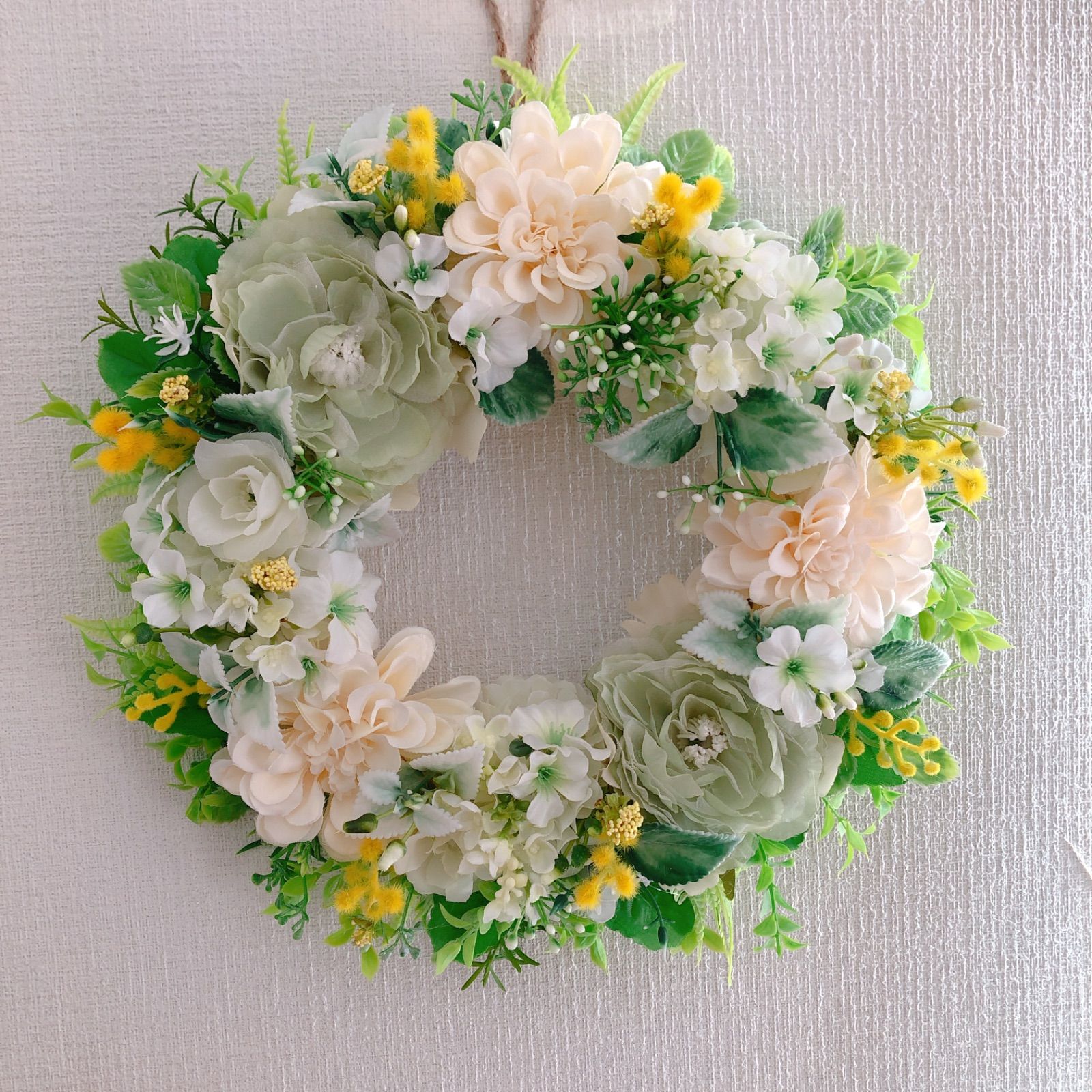 今年の新作から定番まで 新品 未使用 春フラワーリース35cmミモザラナンキュラスグリーン玄関リースアーティフィシャル フラワー ガーデン Www Afdservex Es Www Afdservex Es