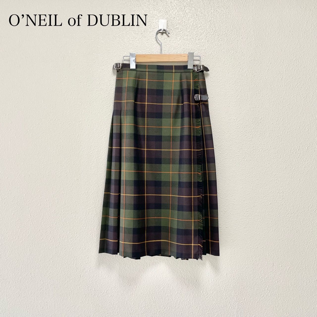 O’NEIL of DUBLIN オニールオブダブリン ウーステッドウール キルトプリーツロングスカート