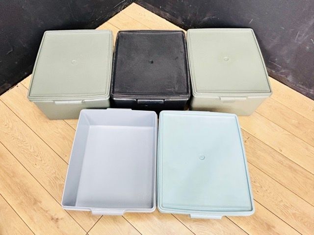 タッパーウェア 収納ケース 5点セット 蓋1つ欠品 【中古】 TUPPERWARE 容器 48x37.5x16cm 48x38x23.5cm　/58142