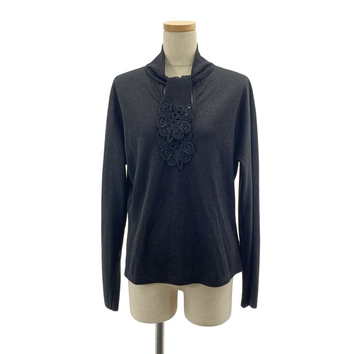 Christian Dior クリスチャンディオール ラメ レースタイ プルオーバー トップス 13 ブラック レディース