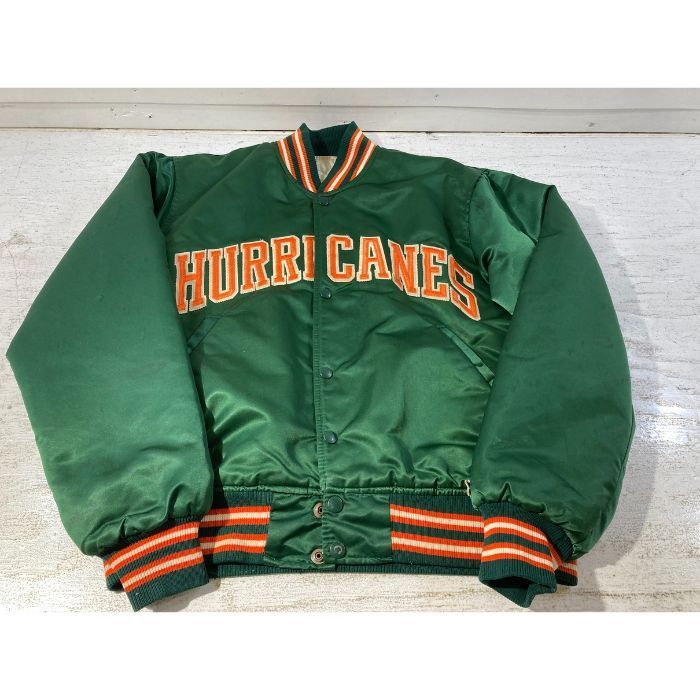 80s スターター スタジャン マーケット大学 カレッジロゴ刺繍 ネイビー 紫波75-1-0807st】STERTER スターター 90s Hurricanes
