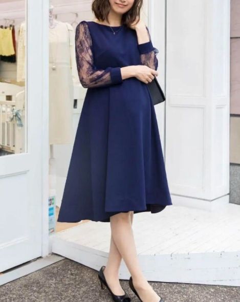 スウィートマミー レース袖テールカットワンピース マタニティ 授乳服