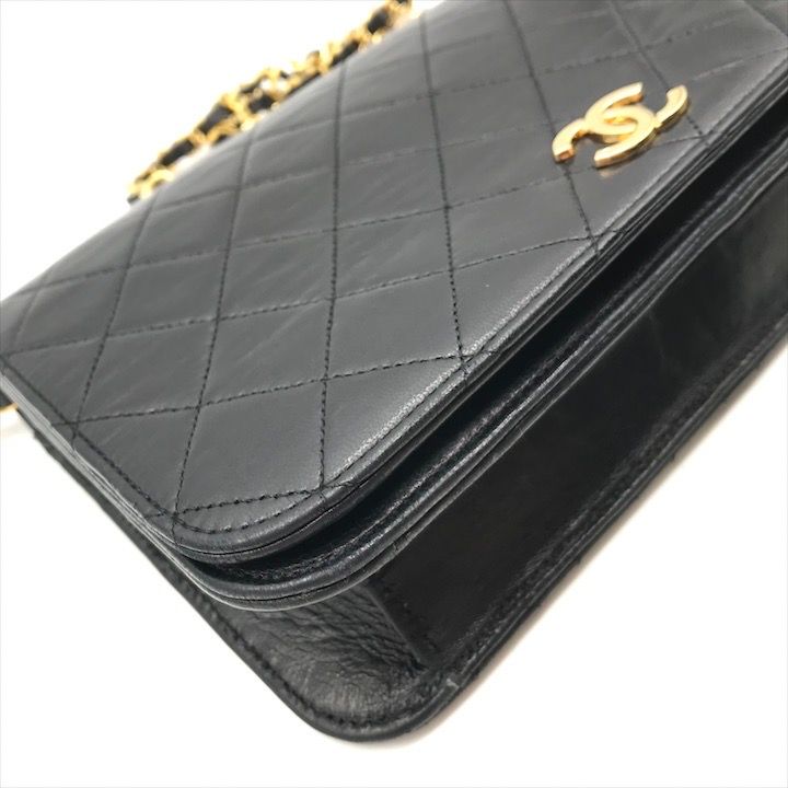 良品 CHANEL シャネル ココマーク マトラッセ ラムスキン フルフラップ  