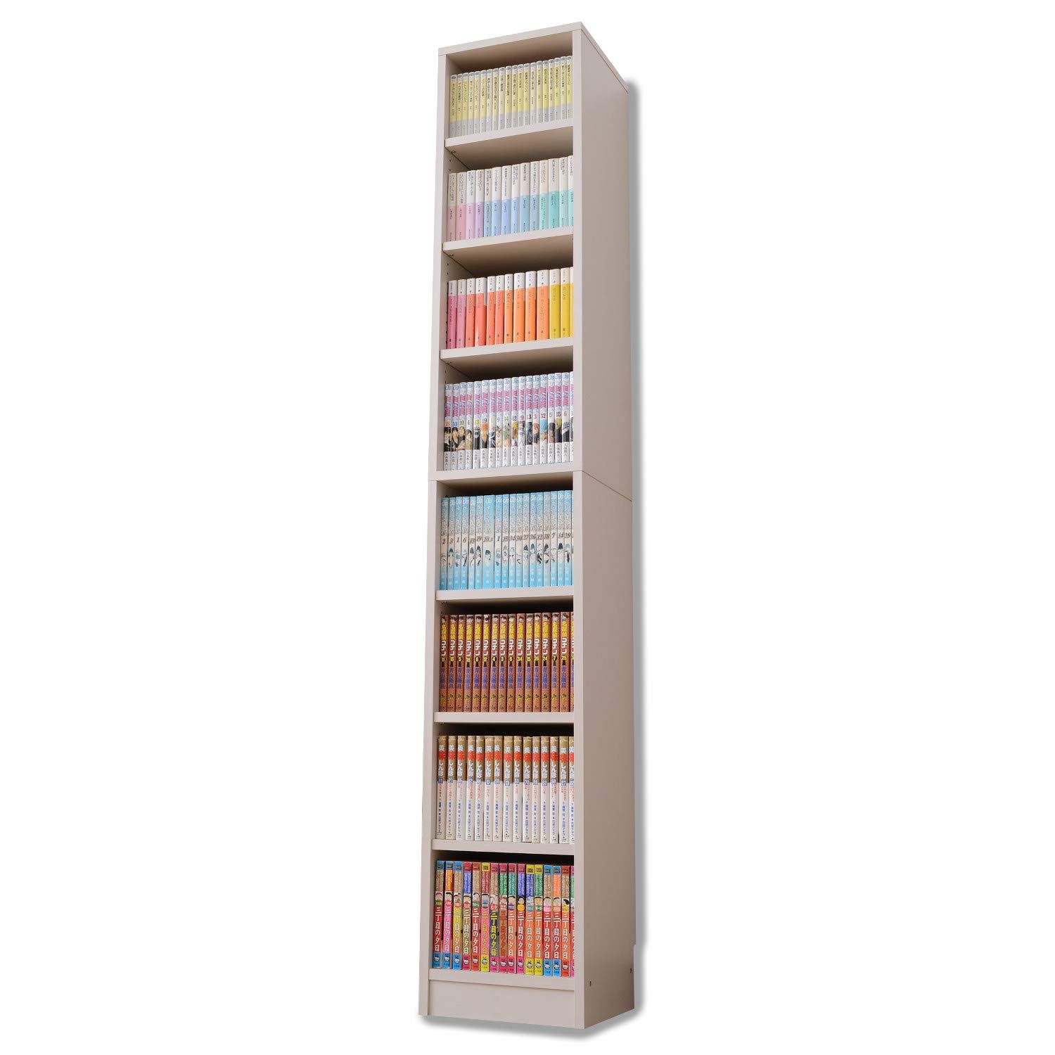 山善 YAMAZEN 本棚 オープンラック 8段 幅30.5×奥行29×高さ184cm 耐荷重90kg 可動棚 ホワイト 木目調 CPB-1830J JW