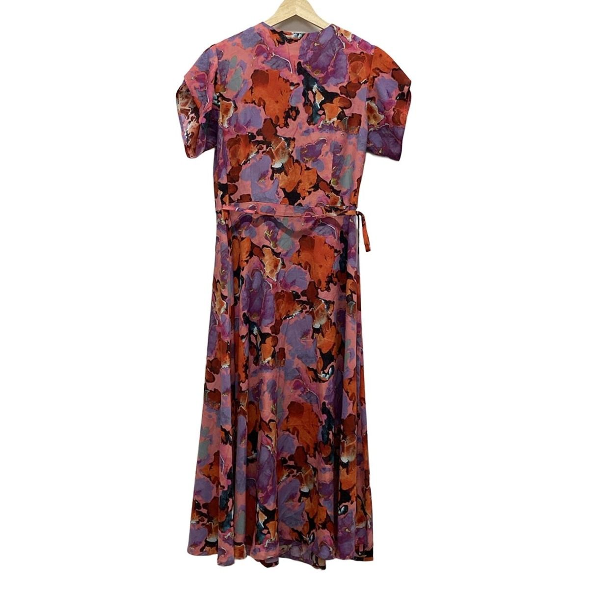 ポールスミス ワンピース サイズ40 L レディース - ライトピンク×ライトパープル×マルチ クルーネック|半袖|ロング|カシュクール