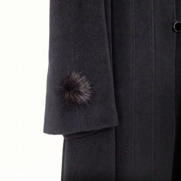 wnc ラピーヌ LAPINE コート 9 黒 ハイネック ミンクファー付き