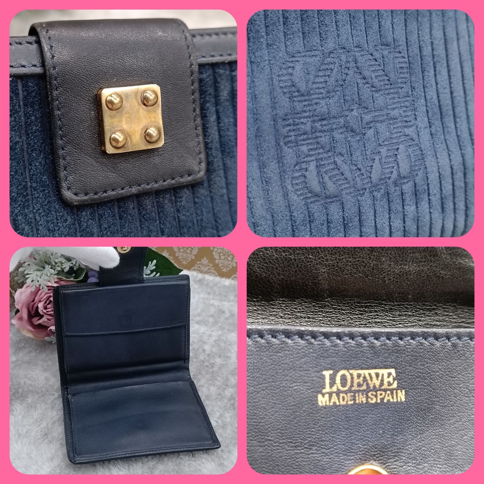 LOEWE 》 ロエベ 折財布 コンパクトウォレット アナグラム スエード 本  