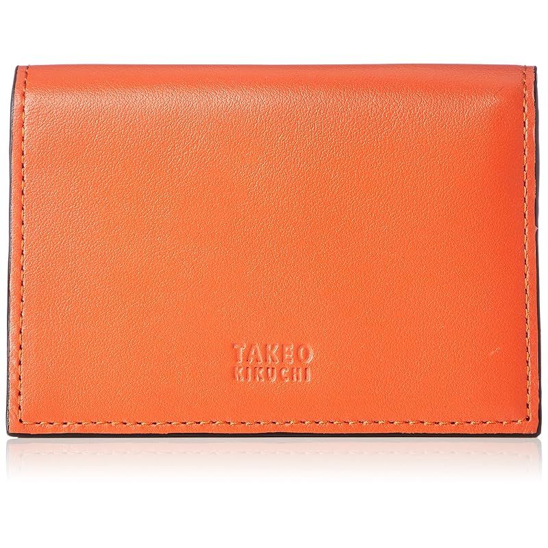 [タケオキクチ] 名刺入れ メンズ カード定期入れ 二つ折り TKW0060220 オレンジ