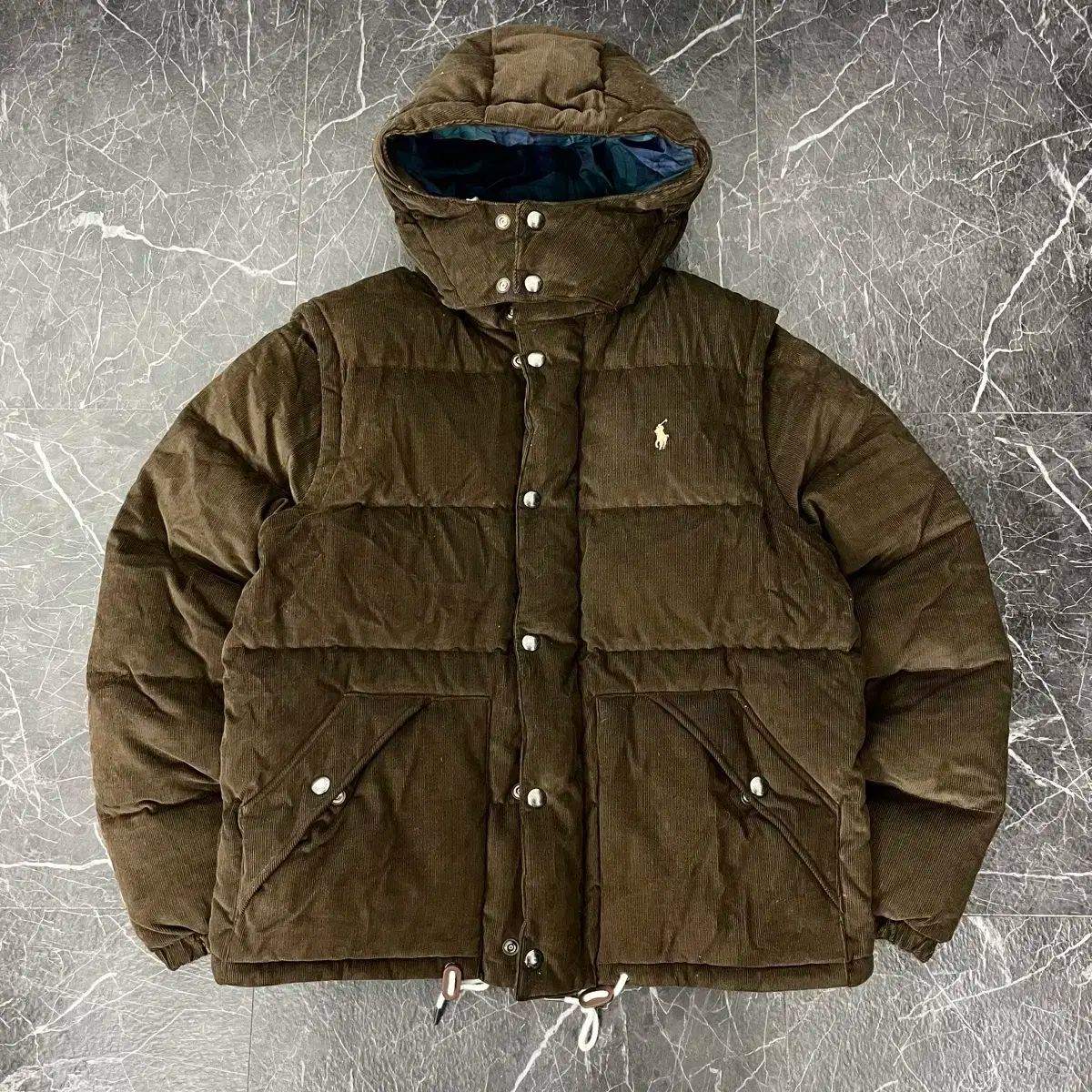 【雷市場（ポンジャン）商品韓国直送】 POLO RALPH LAUREN(ポロラルフローレン) コンバーチブル コーデュロイ ダウンジャケット 茶色