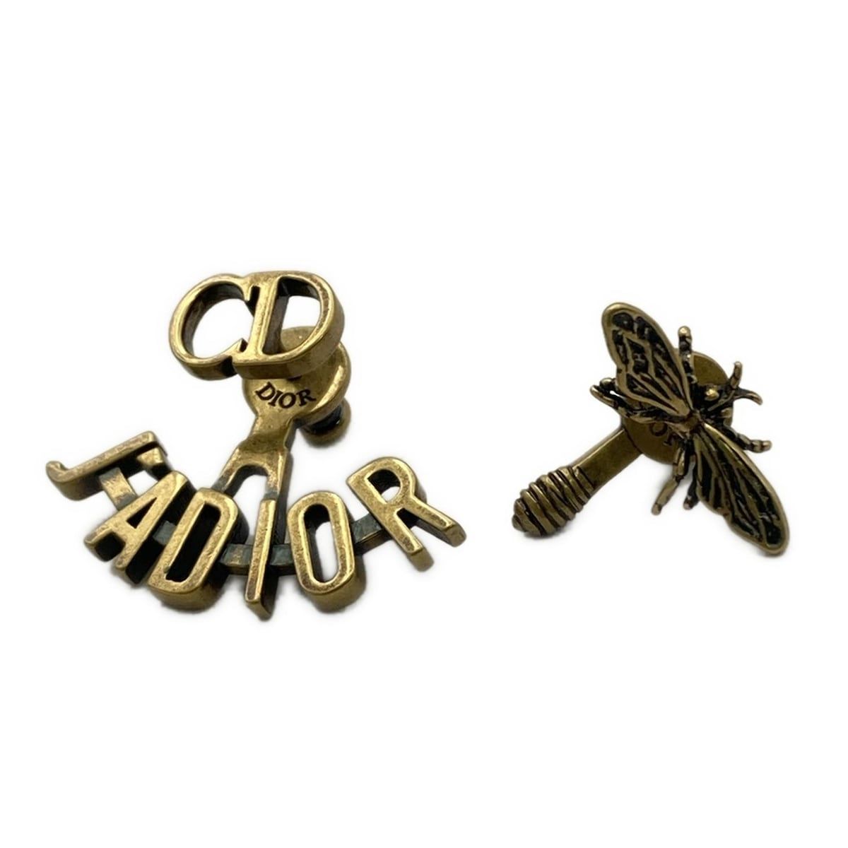 【Dior】ディオール★ジャディオール ビー ピアス【ランク：A】 ディオール ジャディオール ビー GP×ラインストーン ピアス(両耳