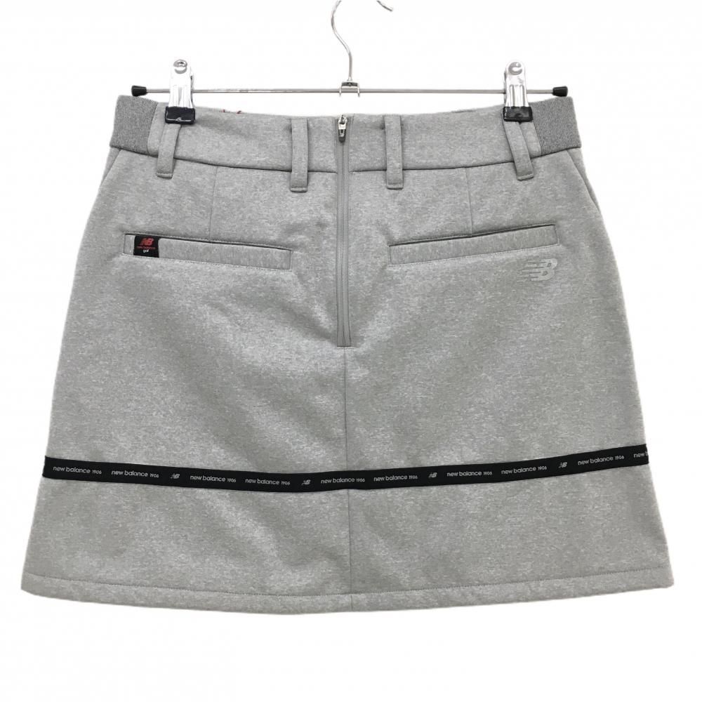 ニューバランスゴルフ スカート グレー×黒 後裾ロゴライン 裏起毛 耐風 レディース 1 M ゴルフウェア New Balance