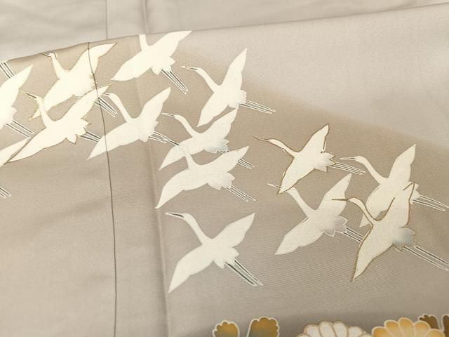 平和屋着物○訪問着 友禅 遠山飛鶴花文 暈し染め 金彩 正絹 逸品