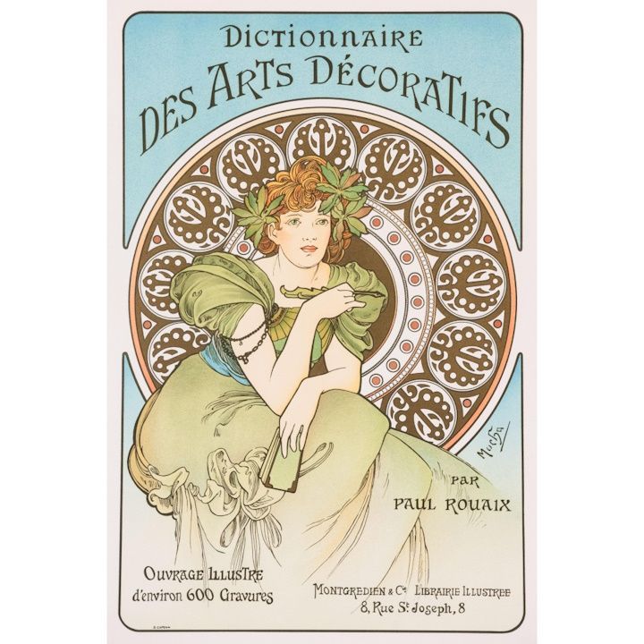 絵画風 壁紙ポスター (はがせるシール式) アルフォンス・ミュシャ 黄道12宮 アップ 1896-97年 Zodiac キャラクロ K-MCH-007S2 (603mm×397mm) ＜日本製＞ ウォールステッカー お風呂ポスター