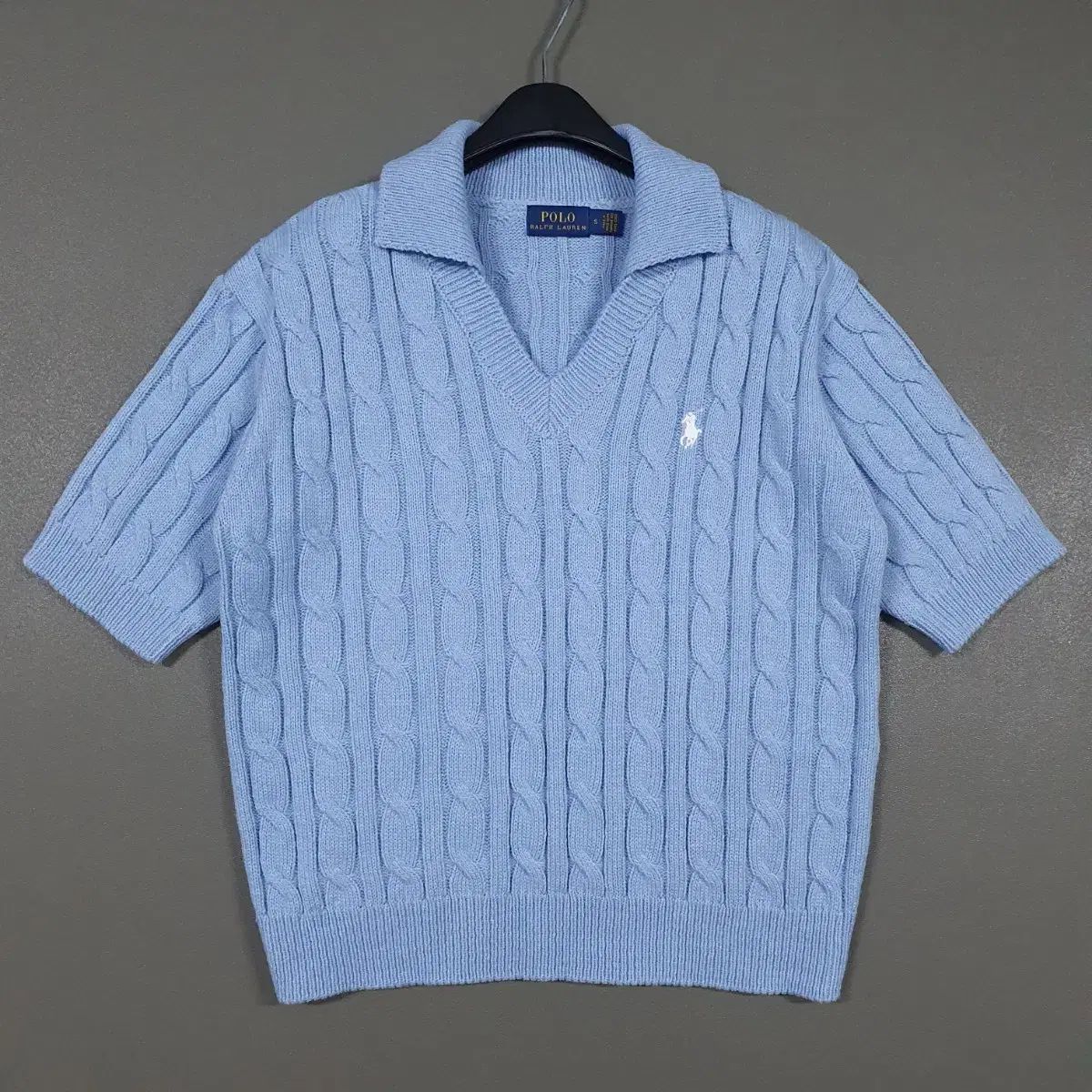 S ポロ Ralph Lauren ラルフローレン ケーブル ケーブル編み カラー ニット Vネック クロップド 半袖