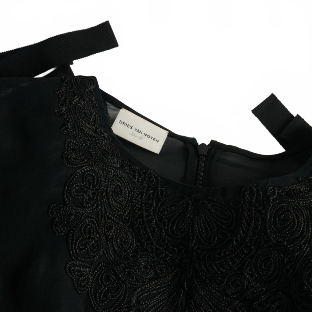 ドリスヴァンノッテン DRIES VAN NOTEN 刺繍 ギャザー シースルー 