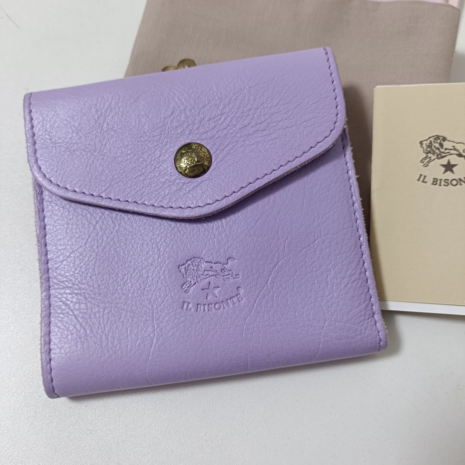 イルビゾンテ がま口 二つ折り財布 本革レザー ラベンダー イルビゾンテ がま口 二つ折り財布 本革レザー ラベンダー