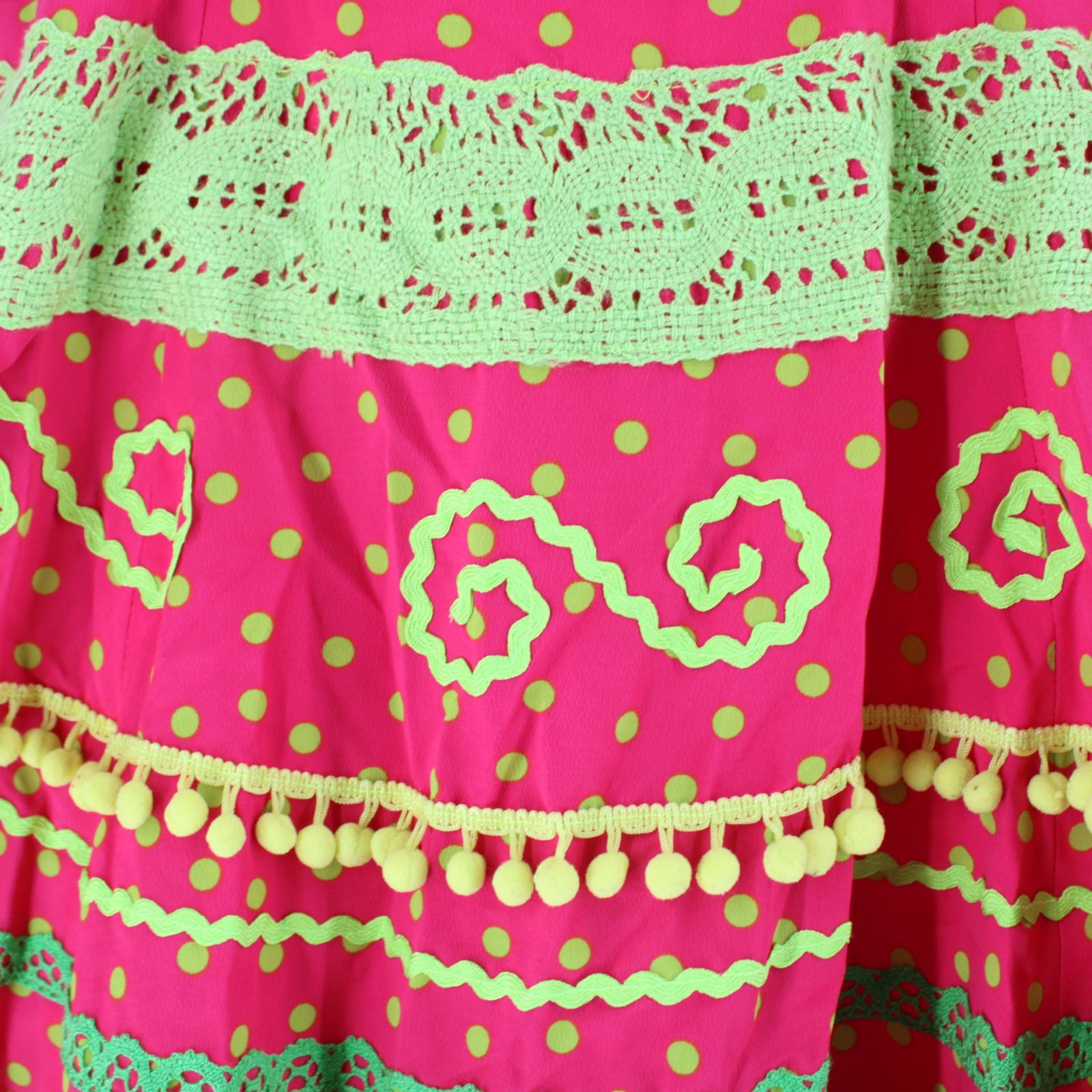 美品 フラメンコ衣装】ピンク ファルダ スカート ボランテ ドット 水玉