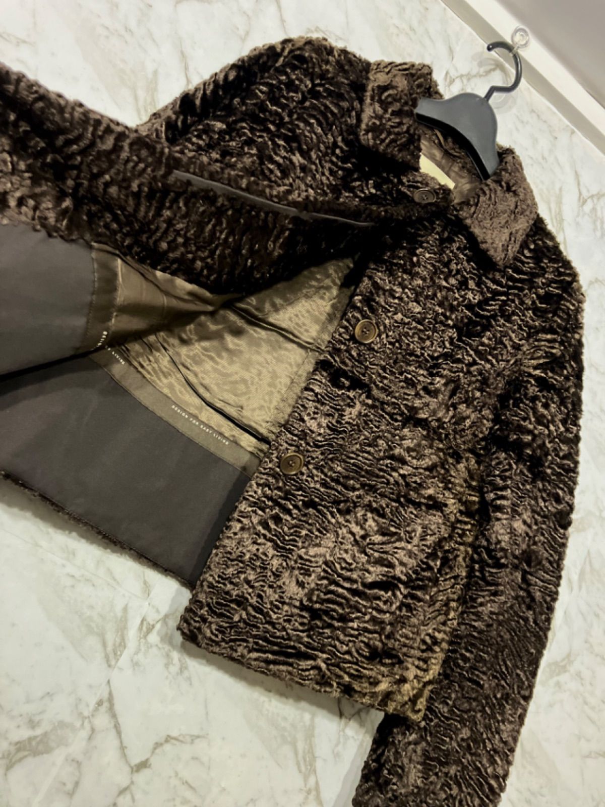 S MAX MARA アストラカン フェイクファー ジャケット M - クレスト